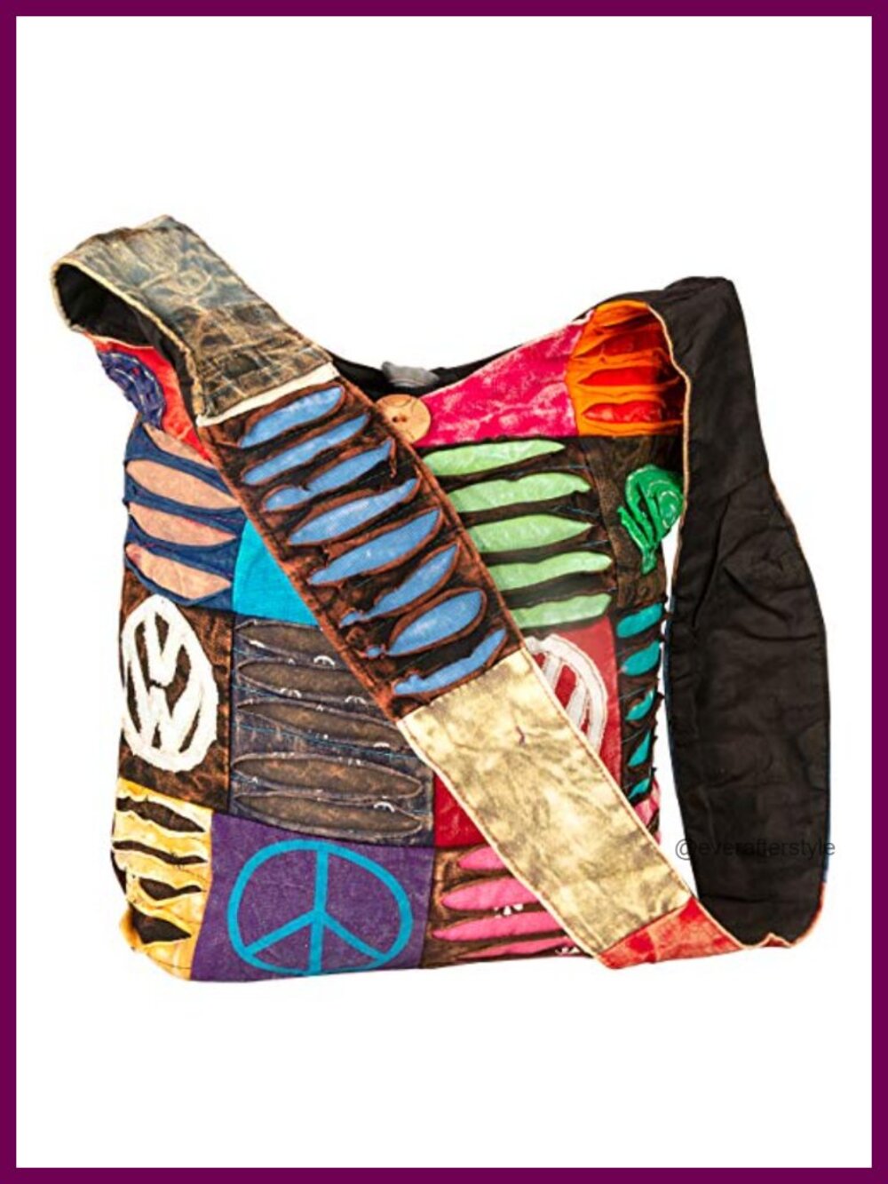Handmade Organic Cotton Quilted Hobo Bag Boho Patchwork Shoulder Sling